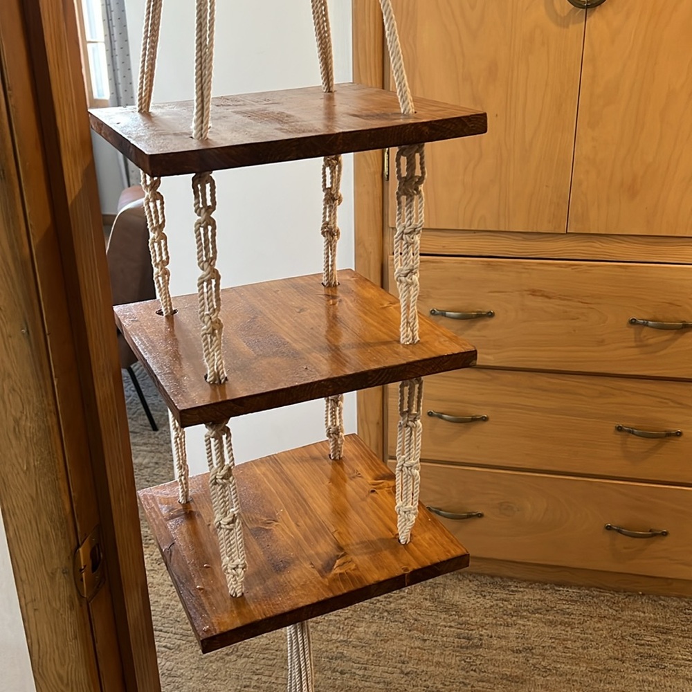 Handcrafted macrame 3 tier shelf -boho style